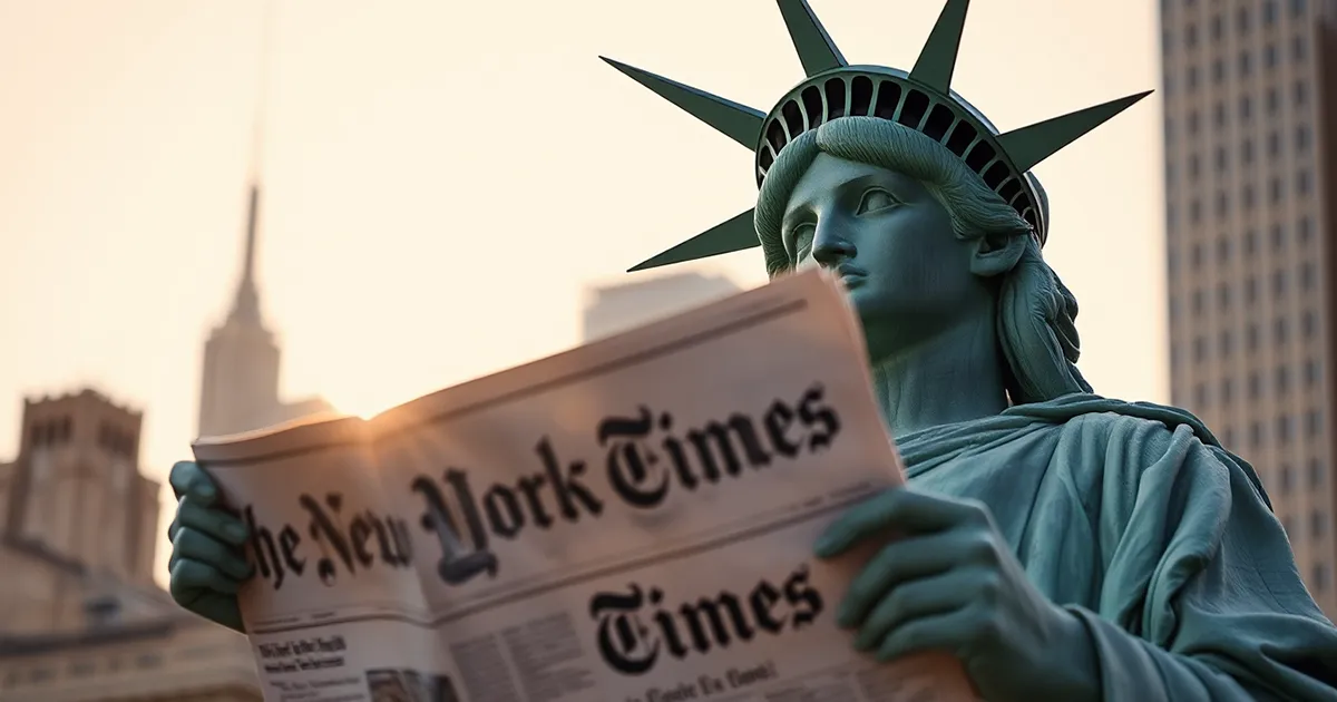 Freiheitsstatue liest The New York Times